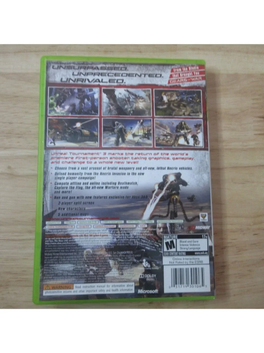Unreal Tournament III (Microsoft Xbox 360, 2008) with Manual